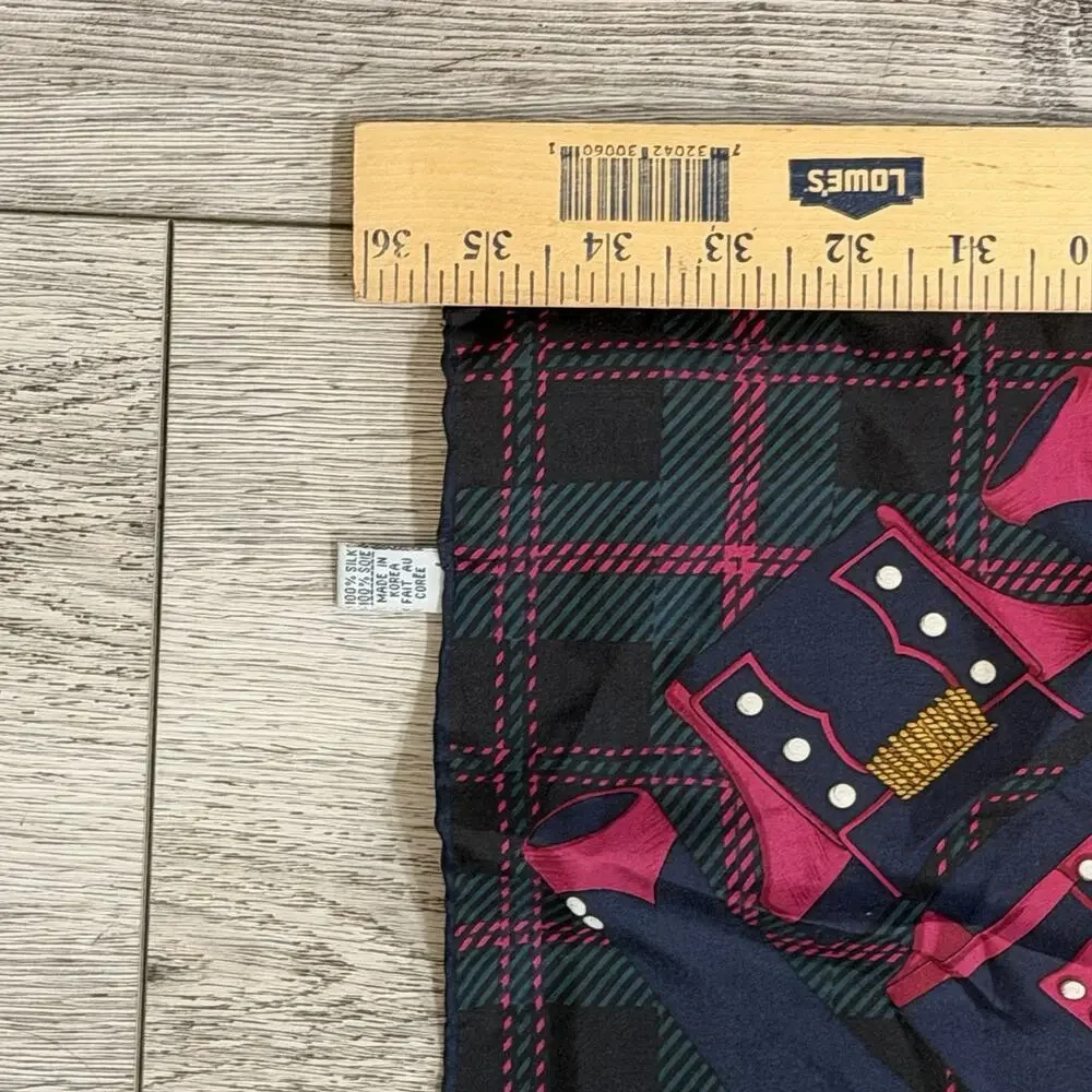 Vintage ECHO 100% Silk Scarf Equestrian Academia Heritage Core Tartan Preppy